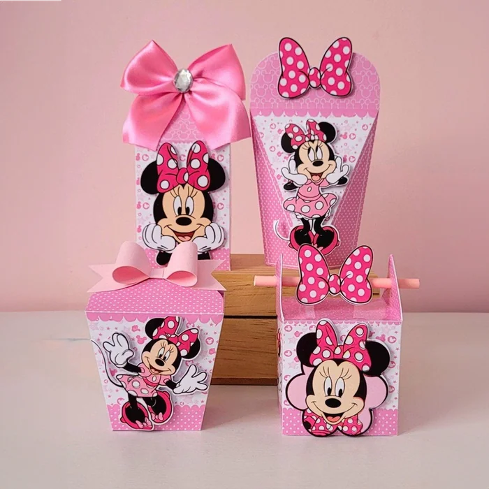Kit de festa Minnie com laços cor-de-rosa